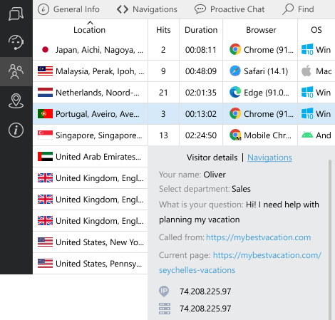 Configura las listas de operadores y visitantes de la forma que prefieras, elige qué ocultar y qué mostrar Detalles de los visitantes y operadores en la app para operadores