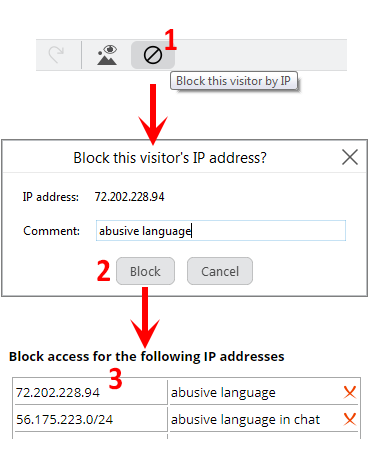 Chat access limitation by IP address in agent app