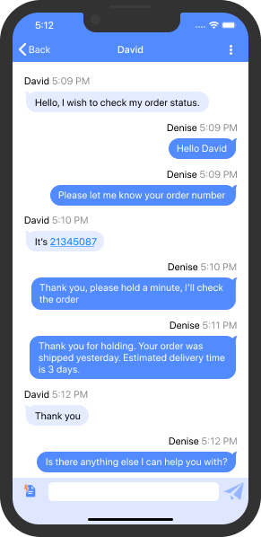 Los mensajes de chat incluyen nombres y tiempo Aplicación de chat para iOS