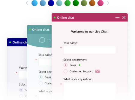 Cambia el diseño de la ventana del chat y previsualiza los cambios a tiempo real Paleta de colores de la ventana del chat