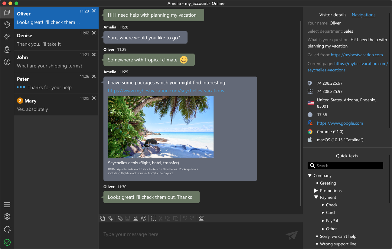 Utiliza la aplicación nativa para operadores en Mac OS para gestionar tus chats App nativa para operadores de chat en Mac OS