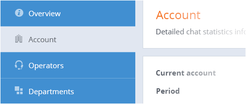 Cambia de pestaña para ver las estadísticas de toda la cuenta y de operadores y departamentos individuales Niveles de información del chat