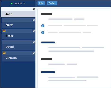 Gestiona tantas sesiones de chat como quieras al mismo tiempo Múltiples sesiones de chat
