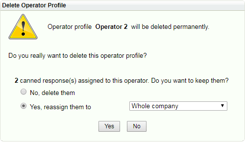 Reassign canned responses when deleting operator / department