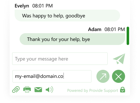 Permite que tus clientes se envíen copias del chat entre ellos Registro de los mensajes del chat