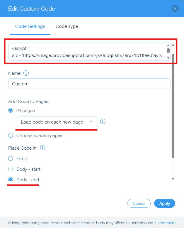 Adding live chat for Wix