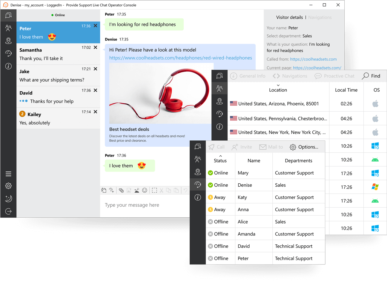 Utiliza la app para operadores de chat en cualquier sistema operativo Aplicación de escritorio para operadores de chat en vivo