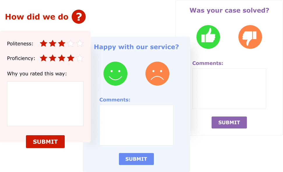 Choose from predefined designs or create your own one Post chat survey designs